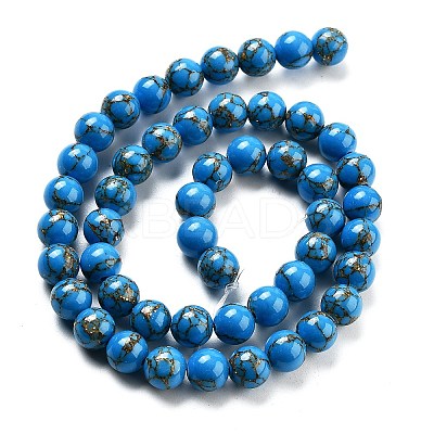Synthetic Gold Line Turquoise Beads Strands G-H026-01D-02-1