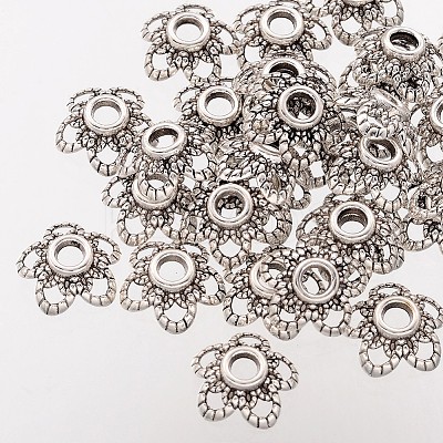5-Petal Flower Tibetan Silver Fancy Bead Caps LS-AA484-1