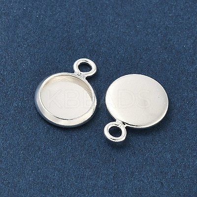 Flat Round Brass Pendant Cabochon Settings KK-K414-14A-S-1