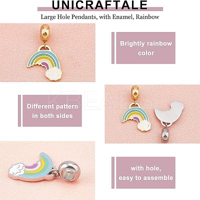 4Pcs 2 Colors 304 Stainless Steel European Dangle Charms STAS-UN0034-28-1