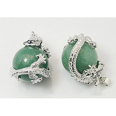 Natural Green Aventurine Pendants G-H1527-3-1