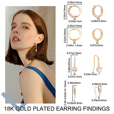 8Pcs 2 Style Brass Huggie Hoop Earring Findings KK-BBC0001-39-1