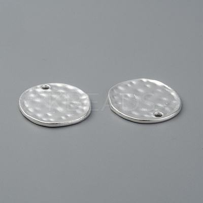 Alloy Blank Flat Round Hammered Pendants PALLOY-M031-07S-1