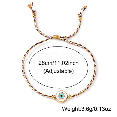 Adjustable 304 Stainless Steel Enamel Evil Eye Cotton Cord Braided Bead Bracelets WG2F678-01-1