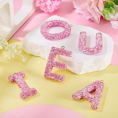 5Pcs 5 Styles Handmade Polymer Clay Rhinestone Big Pendants FIND-BT0001-39D-1