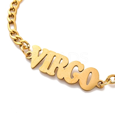 Constellation 202 Stainless Steel Figaro Chain Link Bracelets for Women Men AJEW-U006-01C-1
