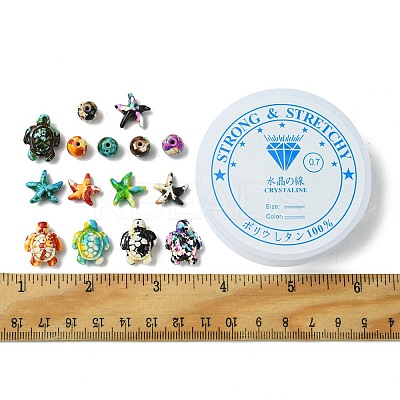 DIY Ocean Theme Synthetic Turquoise Beaded Stretch Bracelet Making Kit DIY-FS0005-56-1