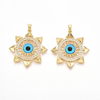 Brass Micro Pave Cubic Zirconia Pendants KK-N257-24G-1