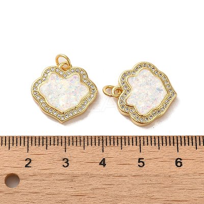 Brass Micro Pave Cubic Zirconia with Synthetic Opal Pendants KK-D096-19G-1