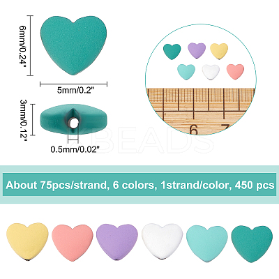 6Strands 6 Colors Rubberized Style Spray Painted Non-magnetic Synthetic Hematite Beads Strands G-CA0001-42-1