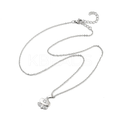 Brass Clear Cubic Zirconia Cable Chain Smiling Face Cloud Flower Pendant Necklaces NJEW-B100-06P-1