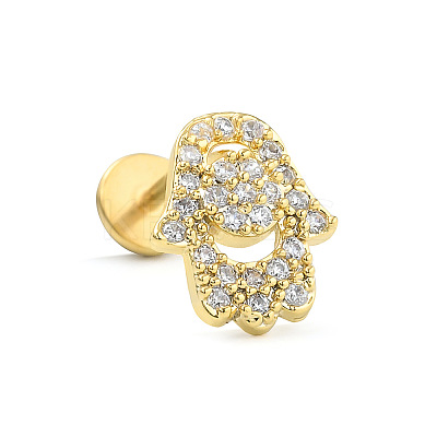 316L Surgical Stainless Steel Micro Pave Clear Cubic Zirconia Cartilage Earrings for Women Men WG67427-12-1