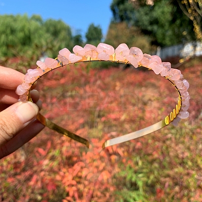 Natural Rose Quartz Hair Bands PW-WGC1C33-42-1