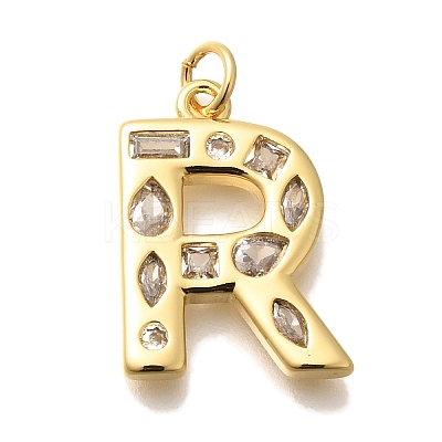 Brass Micro Pave Clear Cubic Zirconia Pendants KK-G521-01G-R-1