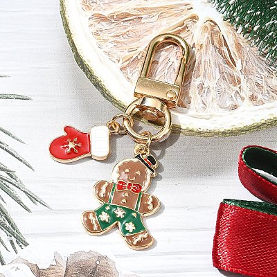 Christmas Alloy Enamel Pendant Decorations HJEW-YW00048-03-1