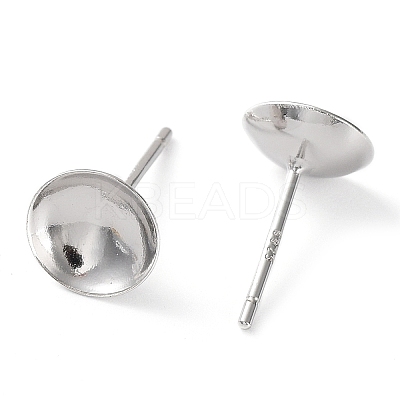 Rhodium Plated 925 Sterling Silver Stud Earring Findings STER-E068-02E-P-1