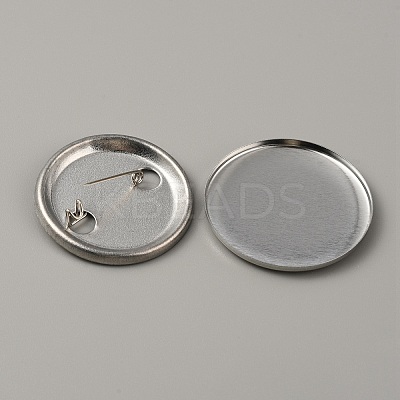Flat Round Iron Badge Button Parts DIY-WH0297-15C-1