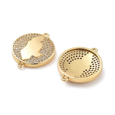 Rack Plating Brass Micro Pave Clear Cubic Zirconia Honduras Map Links Connector Charms KK-C063-23G-1
