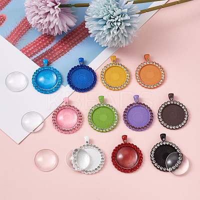 DIY Flat Round Pendant Making Kits DIY-TA0008-46-1