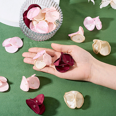 20Pcs 5 Style Silk Artificial Rose Flower Pendants PALLOY-TA00198-1