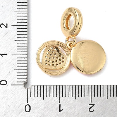 Brass Micro Pave Clear Cubic Zirconia European Dangle Charms KK-D502-10G-1