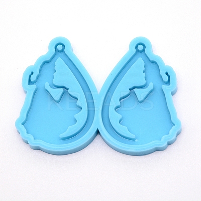 Teardrop with Lady Silicone Statue Pendant Molds DIY-WH0175-52-1
