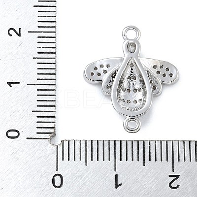 Rack Plating Brass Micro Pave Clear Cubic Zirconia Bee Connector Charms KK-A234-072P-1