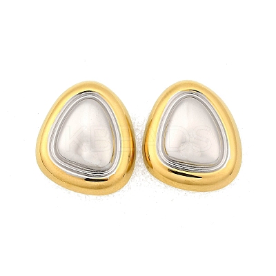 304 Stainless Steel Two Tone Triangle Stud Earrings EJEW-Z116-03GP-01-1