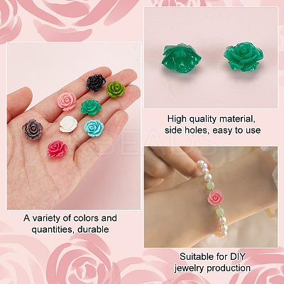 64Pcs 8 Colors Synthetic Coral 3D Flower Rose Beads CORA-GA0001-02-1