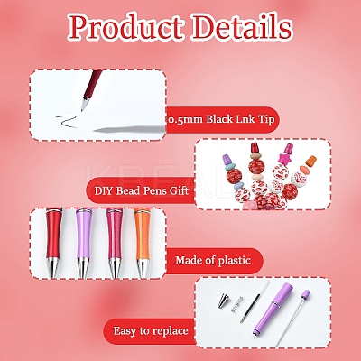 86Pcs Valentine's Day Themed Plastic Beadable Pens DIY-YW0012-28-1