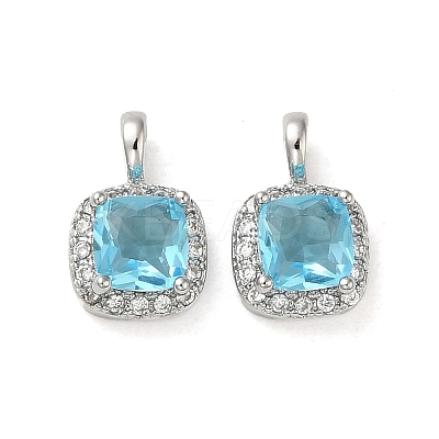 Brass Micro Pave Cubic Zirconia and Glass Pendants KK-H455-19P-1