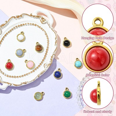 10Pcs 10 Styles Mixed Gemstone Half Round Charms G-CJ0001-81-1