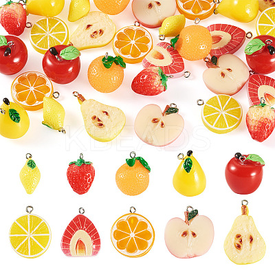 30Pcs 10 Styles Opaque Resin Pendants RESI-TA0005-60-1