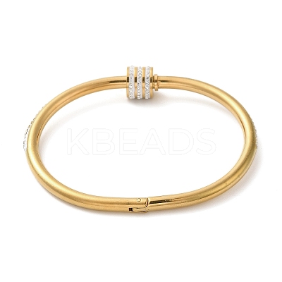 304 Stainless Steel Pave Crystal Rhinestone Screw Bangles for Women BJEW-E099-01G-1
