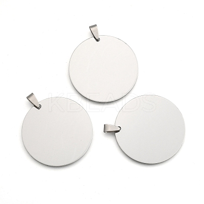 Non-Tarnish 201 Stainless Steel Flat Round Mirror Polished Finish Stamping Blank Tag Pendants LS-STAS-S030-10-1