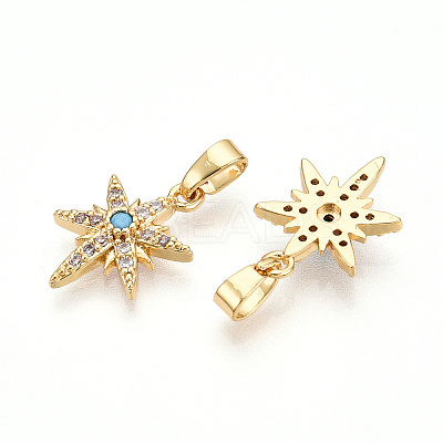 Brass Micro Pave Cubic Zirconia Pendants X-KK-T070-59B-G-1