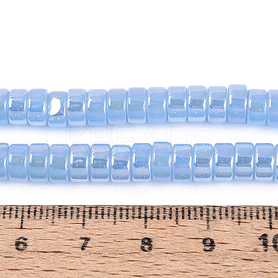 AB Color Plated Imitation Jade Glass Beads Strands GLAA-T026-3x6mm-J04-1