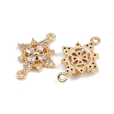 Brass Pave Clear Cubic Zirconia Connector Charms KK-C115-23G-1