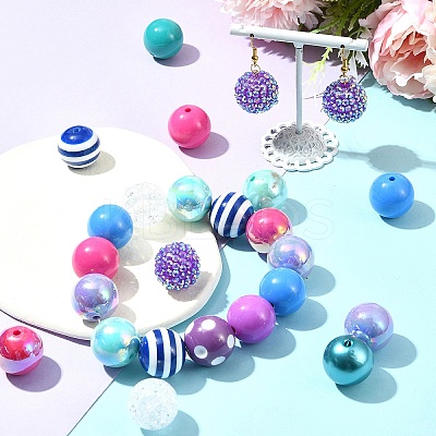 DIY Round Resin Beads and Acrylic Beads Jewelry Making Findings Kits DIY-FS0007-73-1