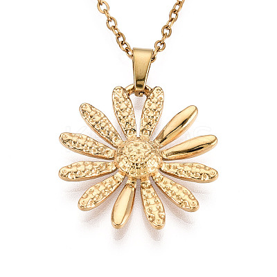 304 Stainless Steel Pendant Necklaces NJEW-T018-25G-1