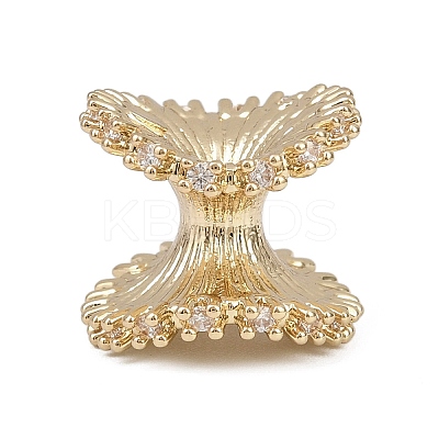 Brass Micro Pave Cubic Zirconia Beads KK-F921-05G-1