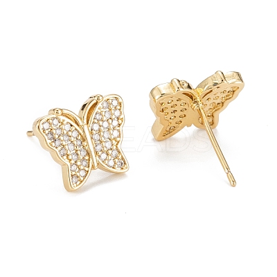 Butterfly Sparkling Cubic Zirconia Stud Earrings for Girl Women EJEW-H126-11G-1