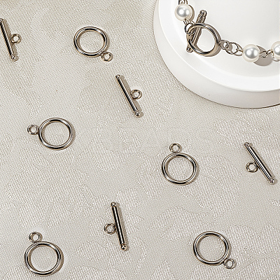 40 Sets 304 Stainless Steel Toggle Clasps STAS-BBC0007-98-1