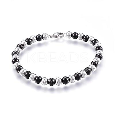 304 Stainless Steel Beaded Bracelets BJEW-G544-31A-1