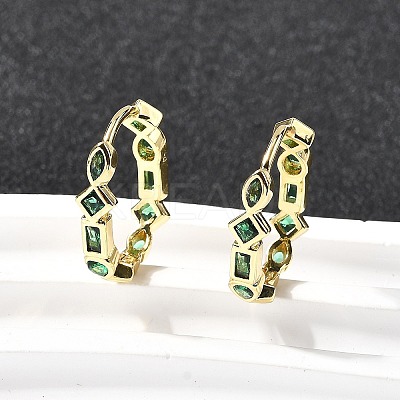 Brass Micro Pave Cubic Zirconia Hoop Earrings EJEW-P322-02G-1