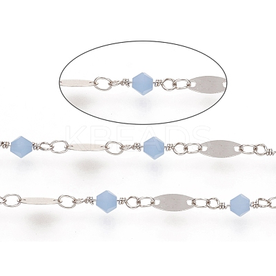 Soldered Handmade Faceted Glass Beaded Chains CHC-G008-08P-01-1