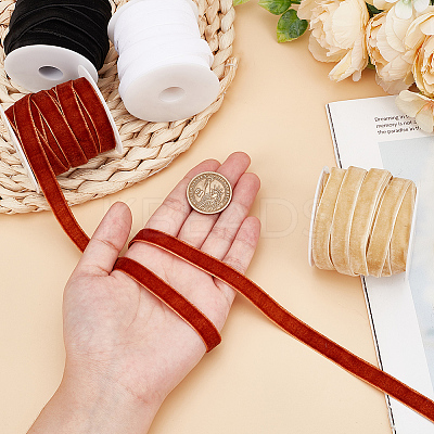 40 Yards 4 Colors Single Face Velvet Ribbon with 4Pcs Plastic Empty Spools SRIB-HY0001-09A-1