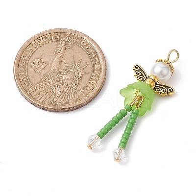 Glass Seed & Acrylic Pearl Beaded Pendants PALLOY-MZ00193-01-1