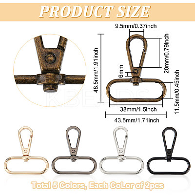 10Pcs 5 Colors Zinc Alloy Swivel Clasps FIND-HY0003-09-1