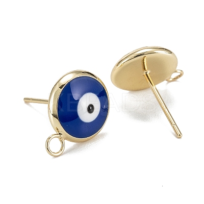 Eco-Friendly Brass Enamel Stud Earring Findings KK-H761-02G-F-1